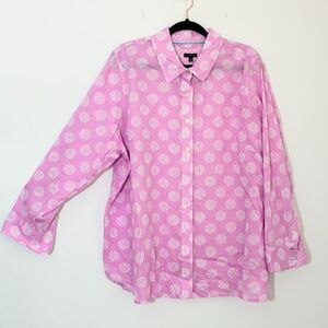 Talbots Plus Button Down Shirt 2X Cotton Lavender